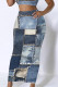 Gray Blue Casual Print Patchwork Regular Mid Waist Conventional Full Print Bottoms