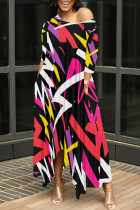 Colour Casual Street Striped Print The stars Leopard Irregular O Neck Irregular Dresses