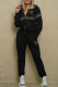 Black Casual Letters Patchwork Zipper Zipper Collar Long Sleeve Two Pieces