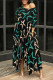 Green Casual Street Striped Print The stars Leopard Irregular O Neck Irregular Dresses
