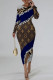 Brown Casual Street Letter Print Gradient Contrast O Neck Printed Dresses