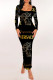 Gold Casual Street Figure Print Letters U Neck Printed Dresses