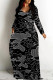 Black Casual Street Plaid Geometric Print Flowers Pocket Contrast V Neck Printed Dresses