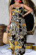 Zebra Casual Print Backless Spaghetti Strap Long Dresses