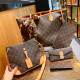 Brown Casual Street Letters Patchwork Zipper Contrast Bags