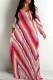 Red Casual Street Plaid Geometric Print Flowers Pocket Contrast V Neck Printed Dresses