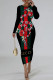Black Red Casual Street Animal Print Stripe Letters O Neck Printed Dresses