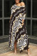 Zebra Casual Street Zebra Print Letter Print Pocket Irregular O Neck Irregular Dresses