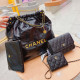Black Casual Daily Letters Draw String Metal Accessories Trim Bags