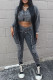 Black Casual Solid Color Patchwork Zipper Zipper Collar Long Sleeve Two Pieces