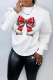 White Casual Street Bow printing O Neck Tops