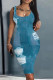 Lake Blue Casual Faux Denim Print Basic U Neck Vest Dresses