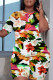 Multicolor Casual Print Basic O Neck Short Sleeve Two Pieces