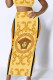 Gold Casual Street Figure Print Letters Contrast Skinny High Waist Full Print Bottoms