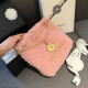 Pink Casual Daily Letters Draw String Metal Accessories Trim Bags