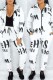 White Fashion Casual Print Basic Zipper Collar Long Sleeve Two Pieces