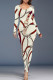Cream White Casual Street Letters Chain print O Neck Printed Dresses