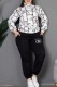 Black Casual Sportswear Print Basic Zipper Collar Long Sleeve Two Pieces