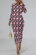 Pink Casual Street Letter Print Contrast O Neck Printed Dresses