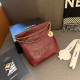 Burgundy Casual Letters Draw String Patchwork Metal Accessories Trim Bags