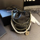 Black Casual Letters Patchwork Pearls Decor Bags