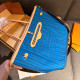 Blue Casual Street Letters Patchwork Metal Accessories Trim Bags(Double sided design)