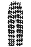 Black And White Casual Street Leopard Print Flowers Stripe Pocket Contrast Loose High Waist Wide Leg Full Print Bottoms