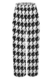 Black And White Casual Street Leopard Print Flowers Stripe Pocket Contrast Loose High Waist Wide Leg Full Print Bottoms