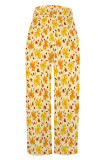 Black And White Casual Street Leopard Print Flowers Stripe Pocket Contrast Loose High Waist Wide Leg Full Print Bottoms