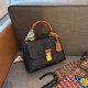 Black Casual Daily Letters Patchwork Metal Accessories Trim Embossed Bags