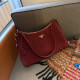 Burgundy Casual Street Solid Color Patchwork Metal Accessories Trim Zipper Bags