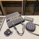 White Blue Casual Street Letters Embroidered Patchwork Contrast Bags
