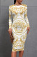 White Casual Street Figure Print Letters O Neck Printed Dresses