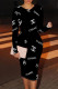 Black Casual Street Letter Print Flowers Contrast O Neck Printed Dresses