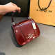 Burgundy Casual Daily Solid Color Patchwork Metal Accessories Trim Bags