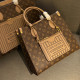 Yellow Brown Casual Daily Letters Patchwork Zipper Contrast Bags