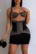 Black Sexy Patchwork Hot Drilling Backless Spaghetti Strap Wrapped Skirt Dresses