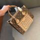 Yellow Brown Casual Daily Letters Patchwork Zipper Contrast Bags