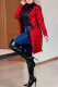 Red Casual Letters Patchwork Contrast Cardigan Collar Outerwear