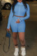 Blue Casual Letters Patchwork Zipper Zipper Collar Long Sleeve Two Pieces