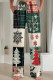 Multicolor Casual Print Pocket Patchwork Loose Mid Waist Straight Full Print Bottoms