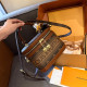 Brown Casual Street Letters Patchwork Zipper Contrast Bags