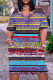 Stripe Casual Print Pocket V Neck Short Sleeve Plus Size Dresses
