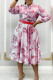 Red Elegant Print Patchwork With Belt Printed Dresses
