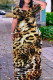 Leopard Print Casual Print Basic O Neck Long Plus Size Dresses