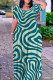 Lake Green Casual Print Basic O Neck Long Plus Size Dresses