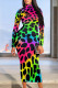Red Green Casual Print Patchwork O Neck Long Dresses