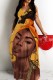 Earth Yellow Casual Figure Print Backless Spaghetti Strap Long Dresses