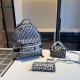 White Blue Street Daily Letters Embroidered Zipper Contrast Bags