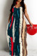 Stripe Casual Print Backless Spaghetti Strap Long Dresses